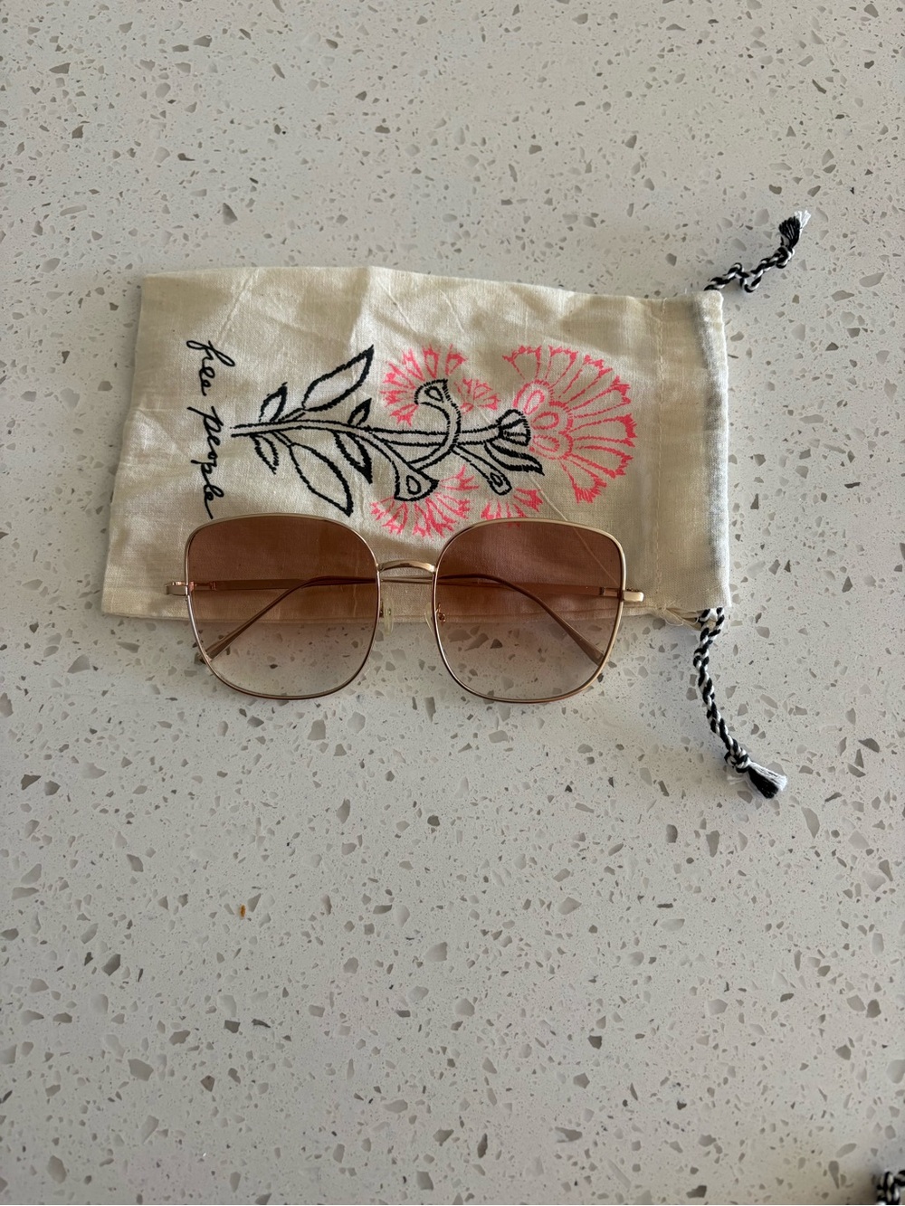 Free People Gold Frame Brown Gradient Sunglasses